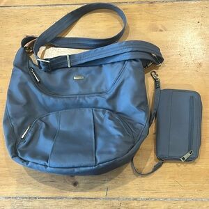 Traveling crossbody bag with matching wallet